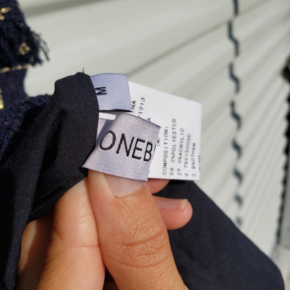 Onebuye Tweed Asymmetrical Sleeveless Raw Hem Blue Plaid Dress - Picture 8 of 14